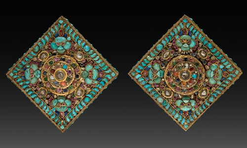 Two jeweled lids from Tibetan charm cases