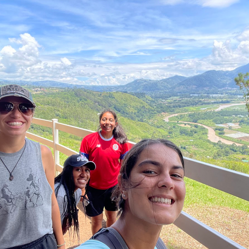 Students overlooking a valley in Costa Rica