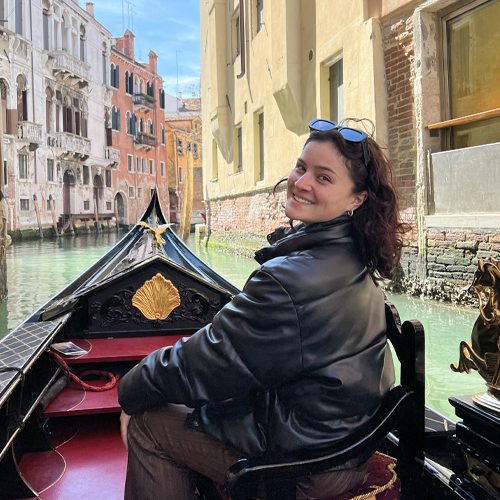 GLBL Student on gondola in Venice